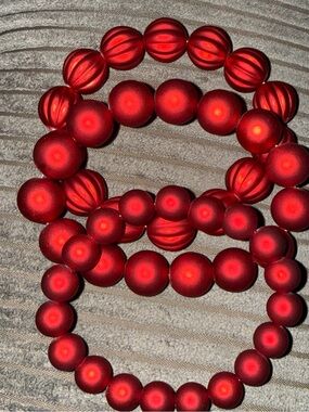 Red Chinky Beaded Bracelet Set